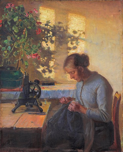 Anna Ancher Naehendes Fischermaedchen Wandbild