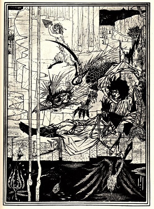 Aubrey Beardsley How king arthur saw the questing beast Wandbild