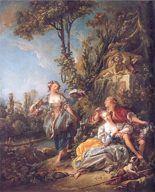 Francois Boucher Lovers in a Park Wandbild