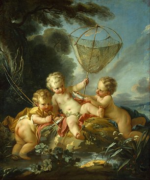 Francois Boucher Putti as Fisherman Wandbild