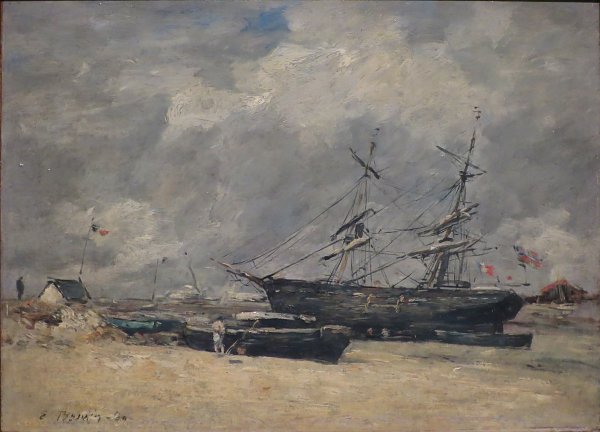 Eugene Boudin Fishing Boats at the Seashore Wandbild