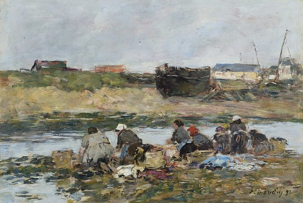 Eugene Boudin Laveuses sur la Touques pres de Trouville Wandbild