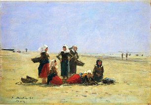 Eugene Boudin Women on the beach at berck Wandbild