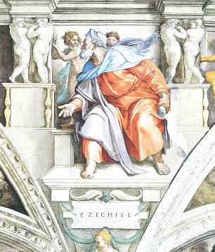 Michelangelo Buonarroti Sixtinische Kapelle Sibyllen und Propheten Der Prophet Ezechiel Wandbilder 