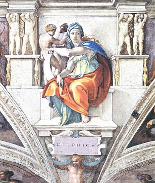 Michelangelo Buonarroti Sixtinische Kapelle Sibyllen und Propheten Die Delphische Sibylle Wandbilder 