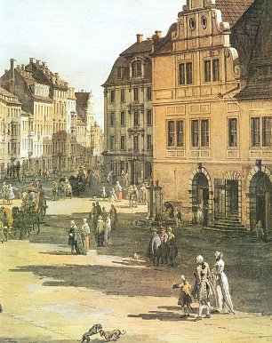 Canaletto II Das Alte Gewandhaus mit Staffelgiebel dahinter die Buergerhaeuser der Pirnaischen Gasse Wandbilder 