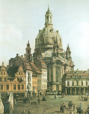 Canaletto II Die Frauenkirche zwischen den buergerlichen Barockbauten des Neumarkts und der Altstaedter Wache Wandbilder 