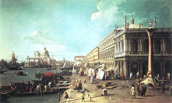 Canaletto Der Molo mit der Bibliothek und dem Eingang zum Canal Grande Wandbild