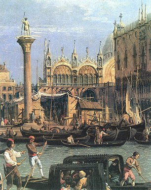 Canaletto Rueckkehr des Bucintoro zum Molo am Himmelfahrtstag Detail Wandbilder 