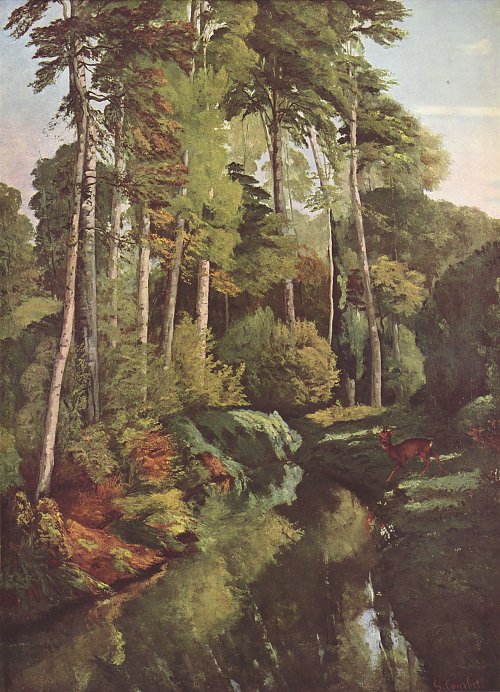 Gustave Courbet Waldbach mit Rehen Wandbild