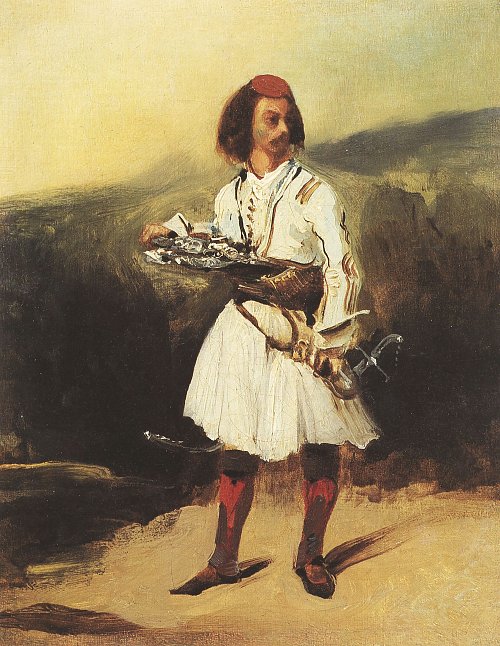 Eugene Delacroix Ein griechischer Offizier Wandbild