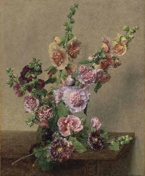 Henri Fantin Latour Hollyhocks Wandbild