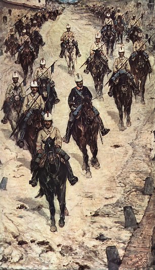 Giovanni Fattori Kavalleriecorps auf einer Dorfstrasse Wandbilder 
