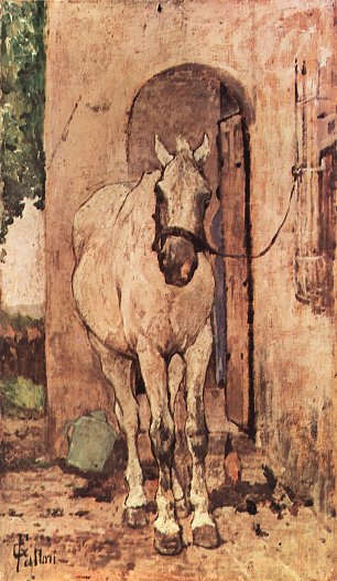 Giovanni Fattori Weisses Pferd vor einer Tuer Wandbilder 