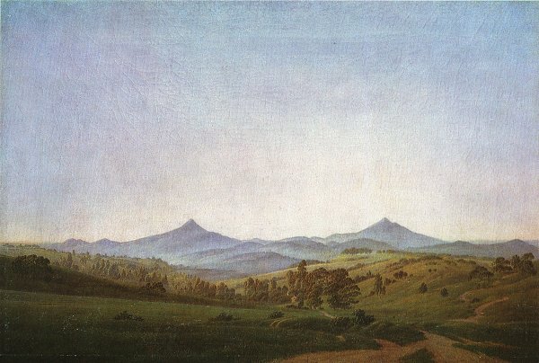 Caspar David Friedrich Boehmische Landschaft mit dem Mitteschauer Wandbild