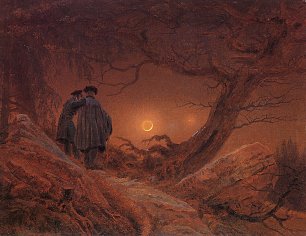 Caspar David Friedrich Zwei Maenner in Betrachtung des Mondes 2 Wandbild