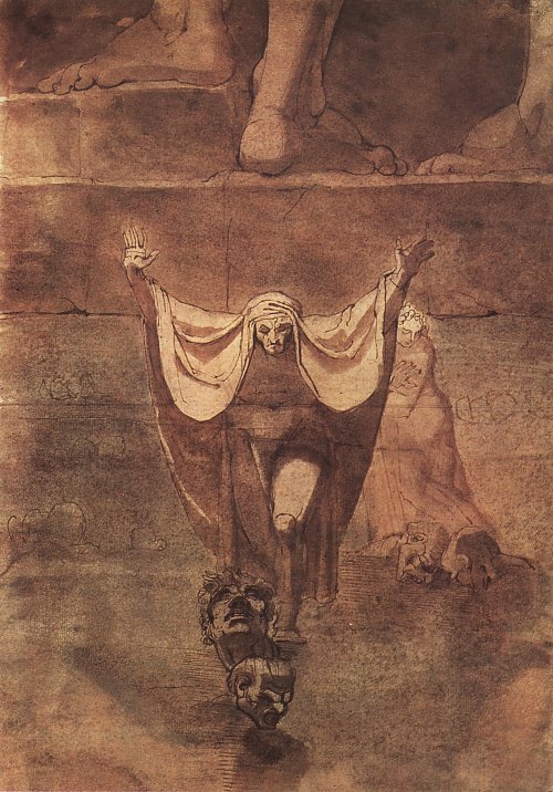 Johann Heinrich Fuessli Dante und Virgil auf dem Eis des Kozythus Wandbild