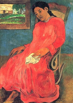 Paul Gauguin Frau im roten Kleid Wandbilder 