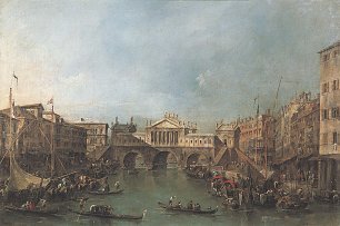Francesco Guardi Canal Grande mit der Rialtobruecke nach dem Entwurf Palladios Wandbilder 