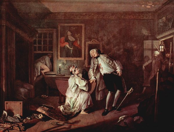 William Hogarth Mariage a la Mode Szene Die Ermordung des Grafen Wandbild