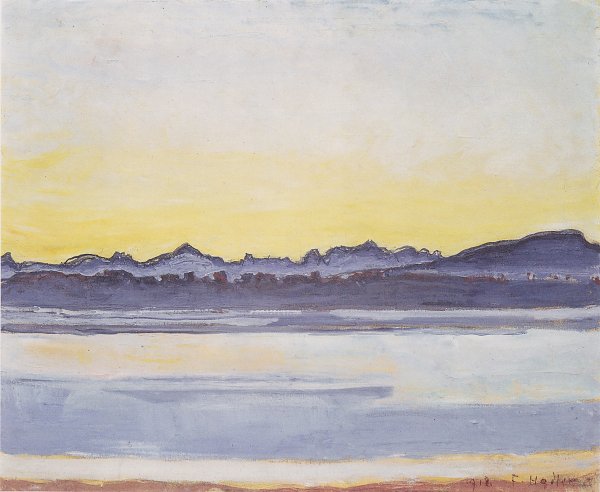 Ferdinand Holler Genfersee mit Mont Blanc vor Sonnenaufgang Wandbild