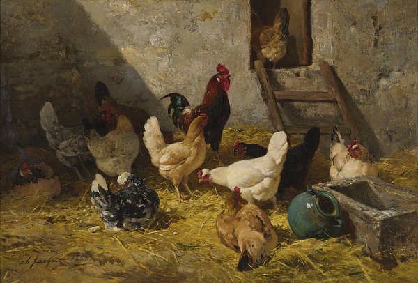 Charles Emile Jacque The hen roost Wandbild