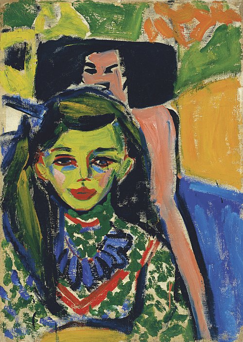 Ernst Ludwig Kirchner Fraenzi vor geschnitztem Stuhl Wandbild