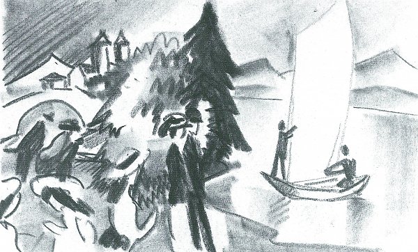 August Macke Studie zu Gelbes Segel Wandbild