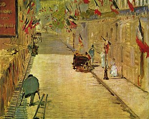 Edouard Manet Rue Mosnier mit Fahnen Wandbilder 