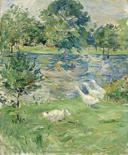 Berthe Morisot Girl in a boat with Geese Wandbild