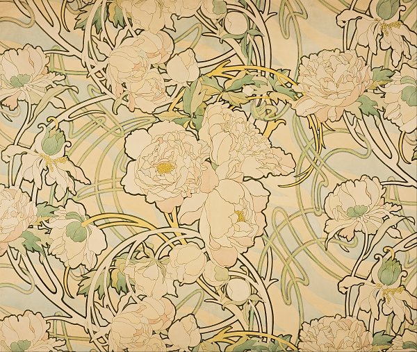 Alfons Mucha Peonies Wandbild