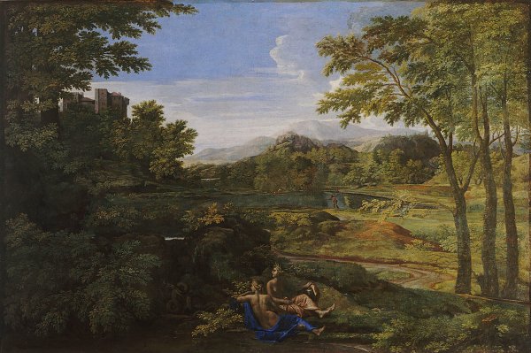 Nicolas Poussin Paysage avec deux nymphes et un serpent Wandbild