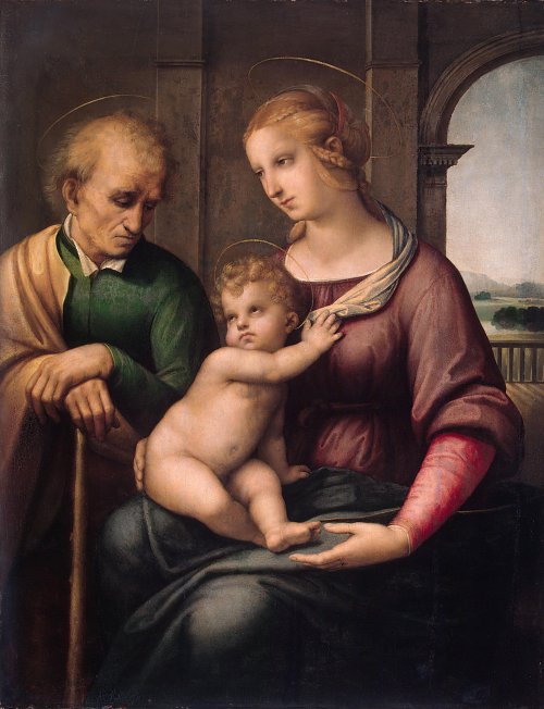 Raffael Madonna with Beardless St Joseph Wandbild