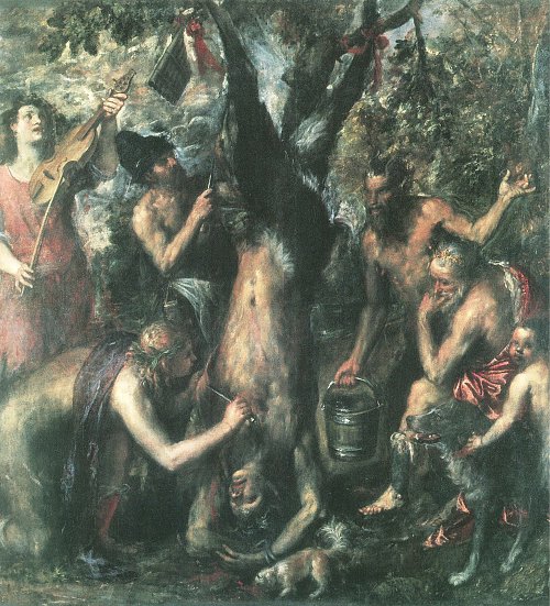 Tizian Die Marter des Marsyas Wandbild