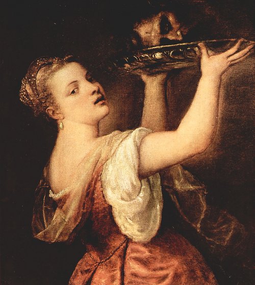 Tizian Salome mit dem Haupt Johannes des Taeufers Wandbild